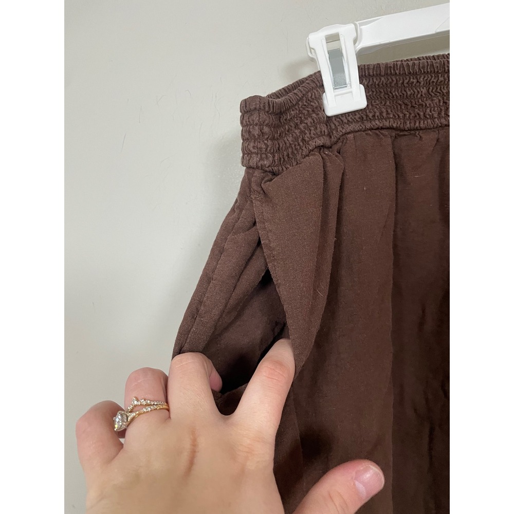 Aerie Wide Leg Pull on Casual Pants in Chocolate Brown Size Large Casual Beach - Picture 4 of 11